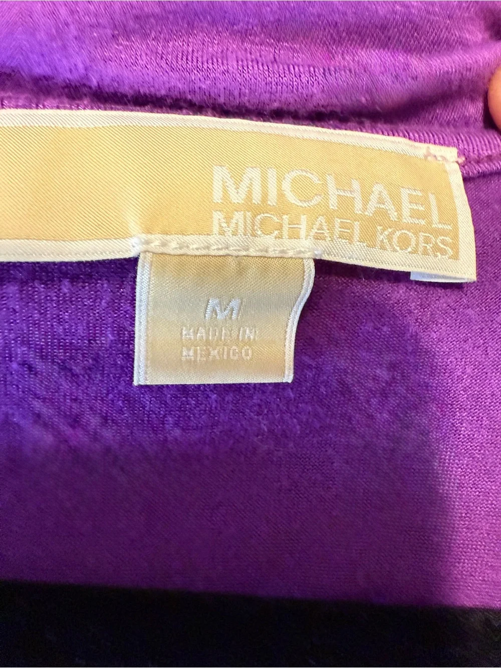 Michael Kors purple dress w/draped cowl neckline and chic side ruching. Sz.M